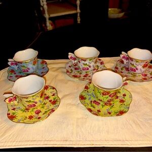 Floral Tea Cup and Saucer Set - Multicolor 5 Serving